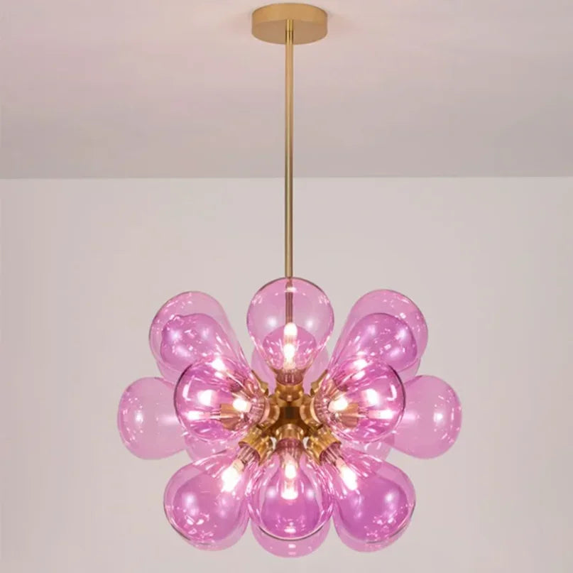 Postmodern Glass Bubble Lamp Chandelier LED Purple Ballon