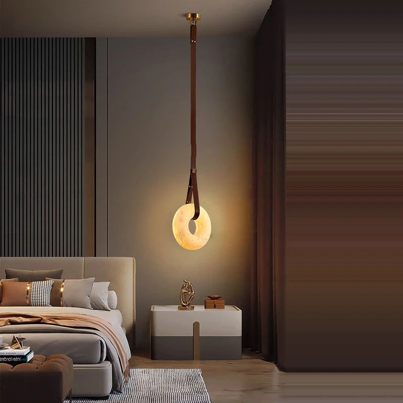 Marble Ring Brown Dark Leather Pendant Lights