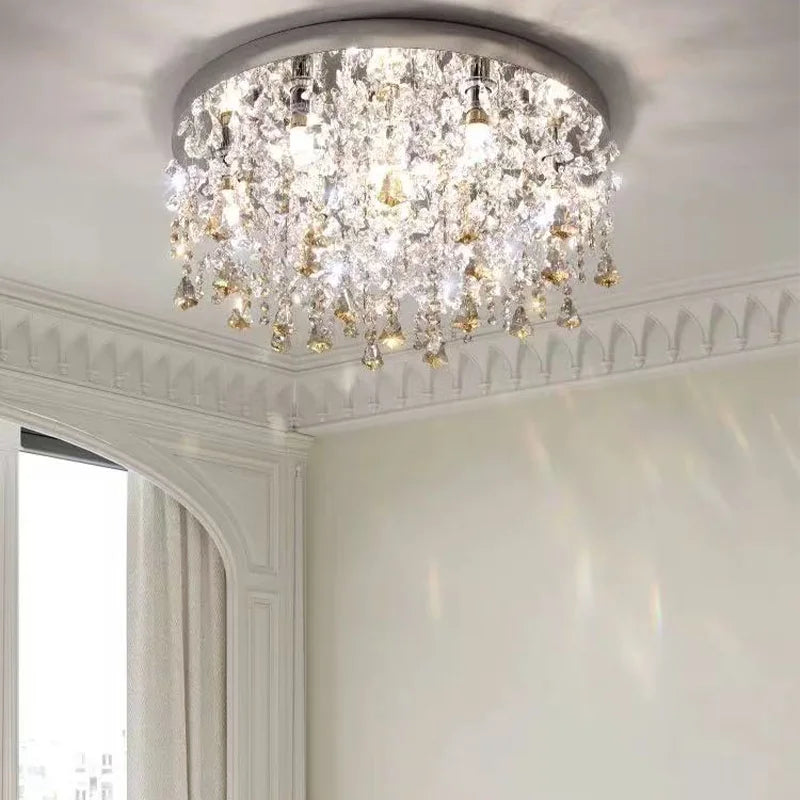 Steel Ceiling Lights LED Crystal Lamp Living Room Luminaires