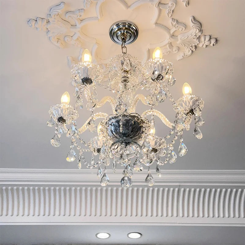French Crystal Candle E14 Chandelier European