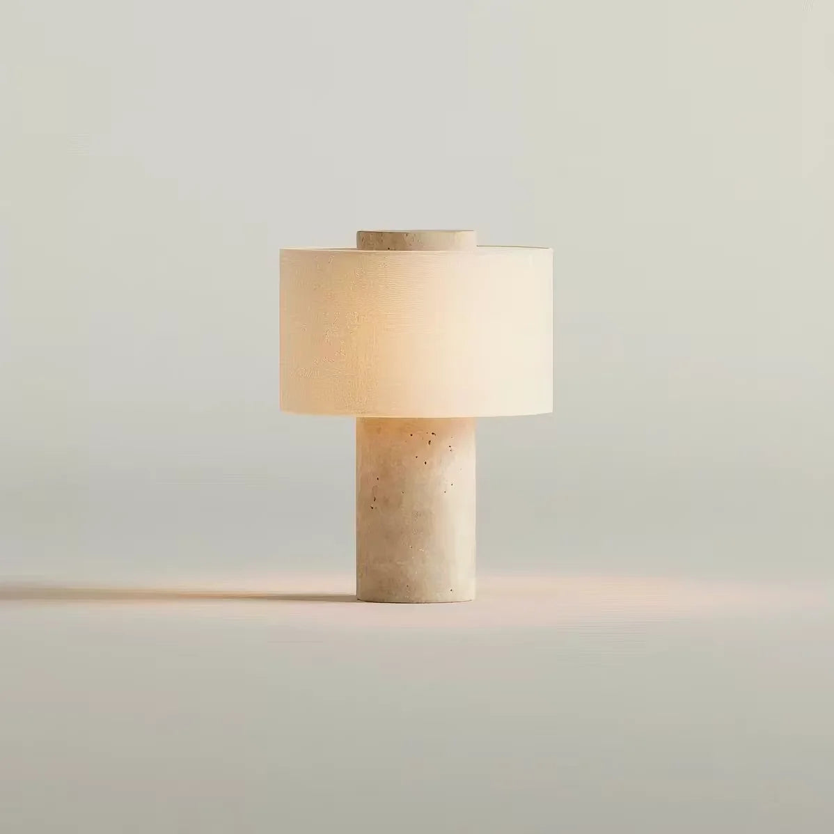 Fabric Lampshade USB Charging LED Table Light Natural Stone