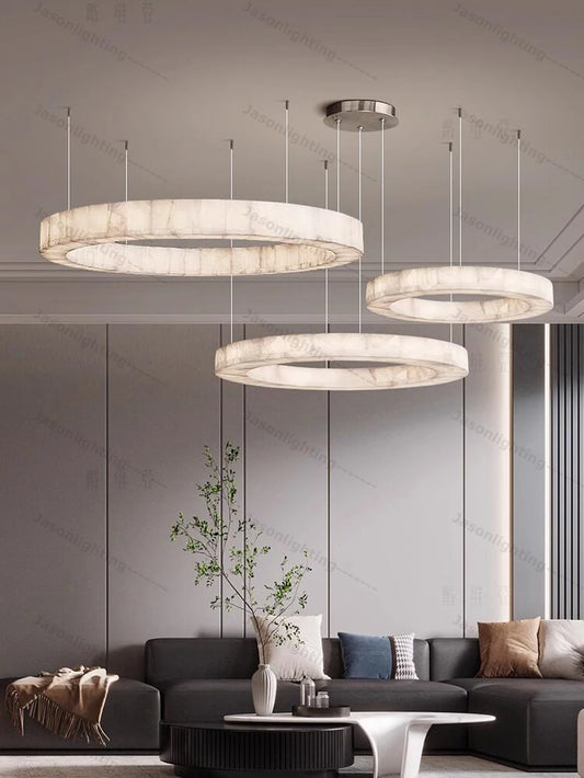 Dimmable LED Natural Marble Pendant Light Alabaster