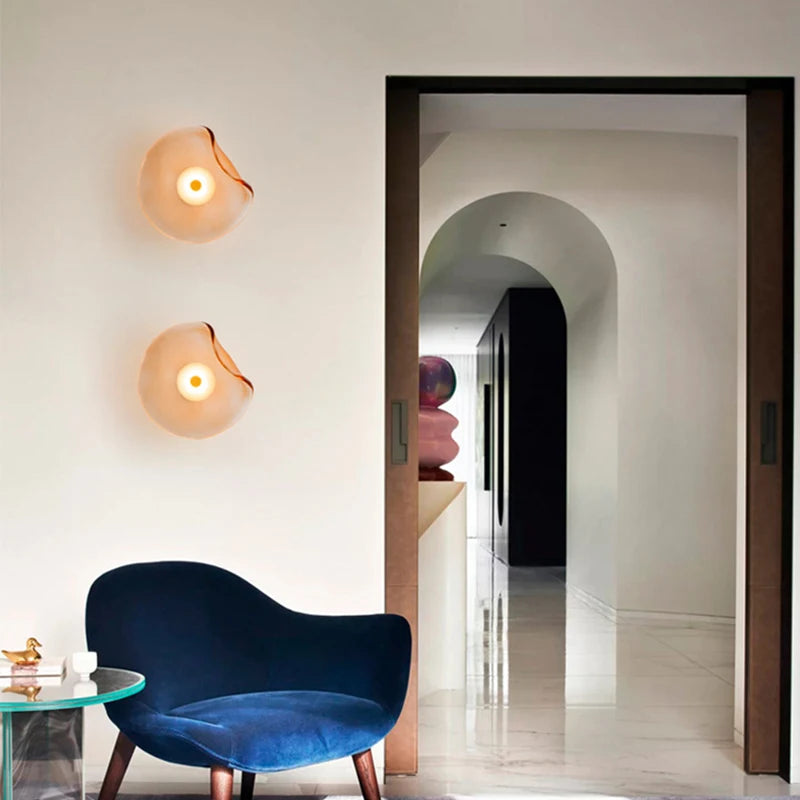 Art Amber Gray Glass LED Wall Light 3000K Sconce