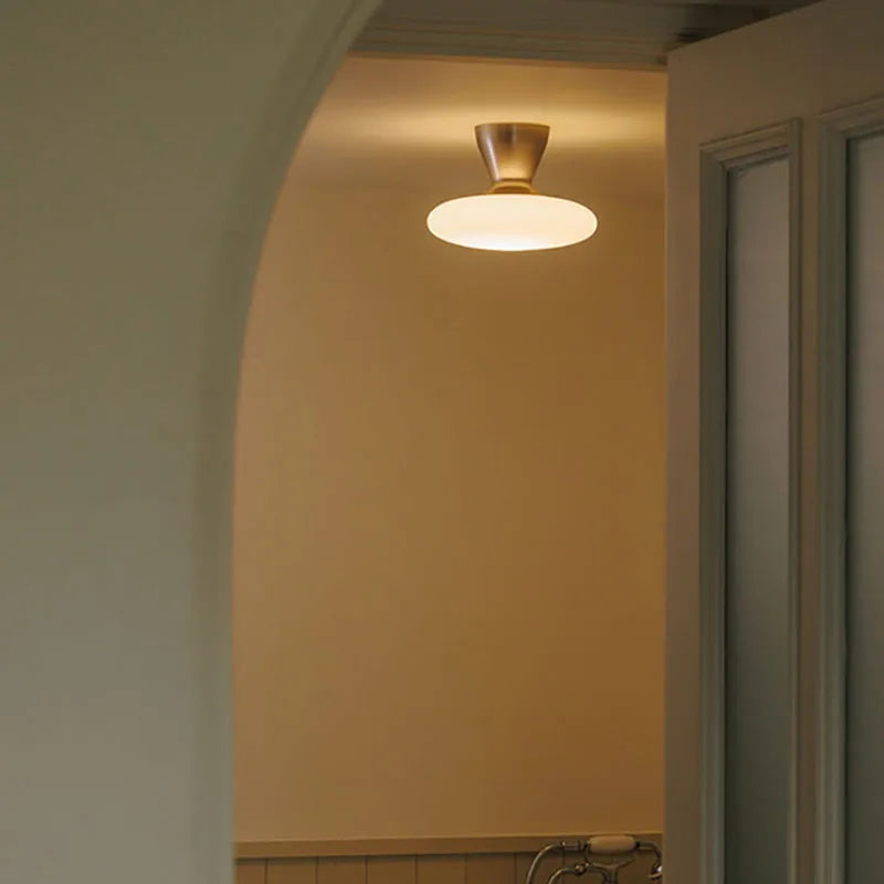 Silver Metal White Glass Ceiling Light G4 Bulb