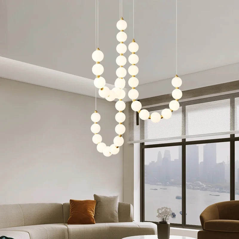 White Acrylic LED Chandelier Gold Aluminium