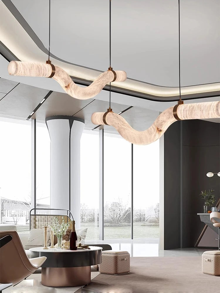 Dimmable LED Marble Art Gold Chrome Ceiling Pendant Lights