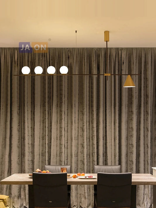Glass Bubble Gold Black LED Hanging Lamps Chandelier