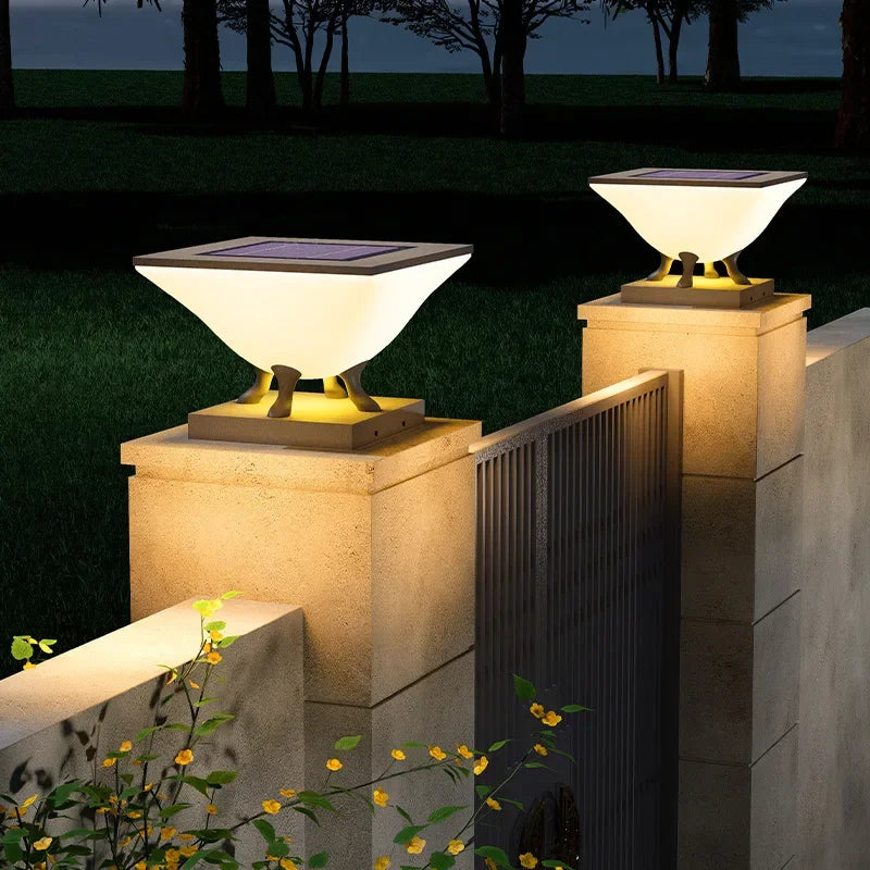 Outdoor Waterproof Solar Pillar Lights Home Villa LED Wall