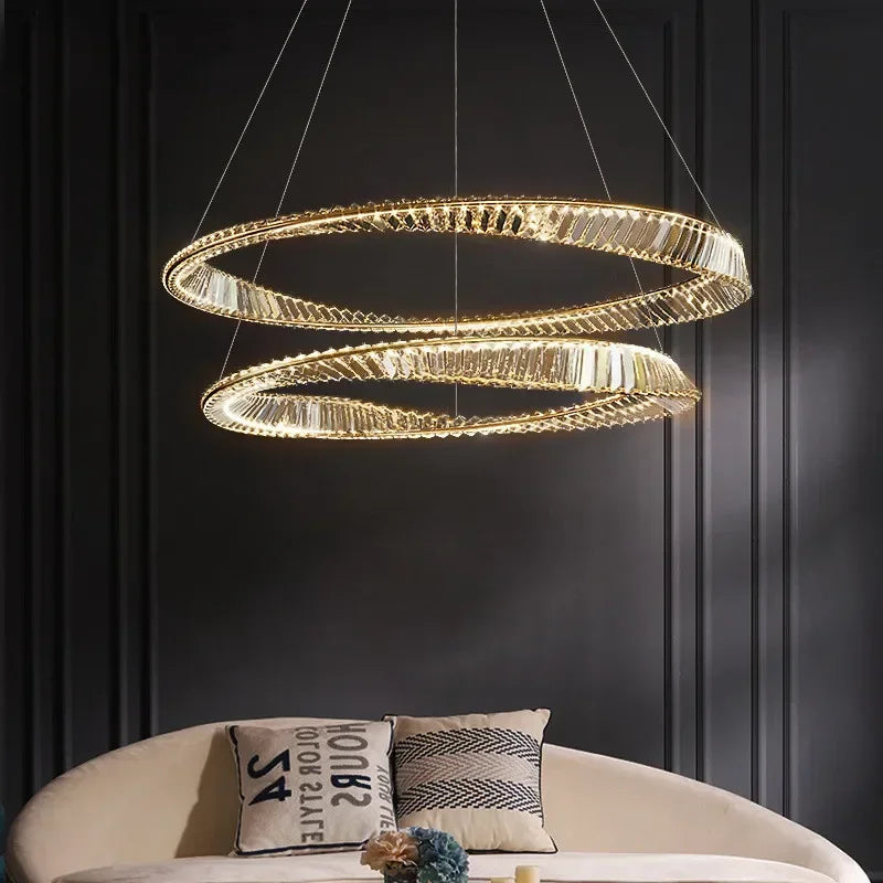 Living Room LED K9 Dimmable Pendant Lights Gold Irregular