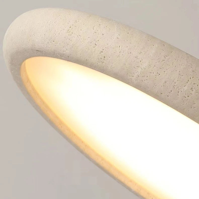 Dark Wood LED Ceiling Light Natural Stone Dimmable
