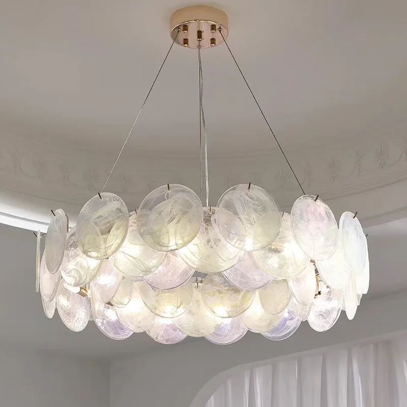 Colorful Glass LED Pendant Lights French Living Room E14