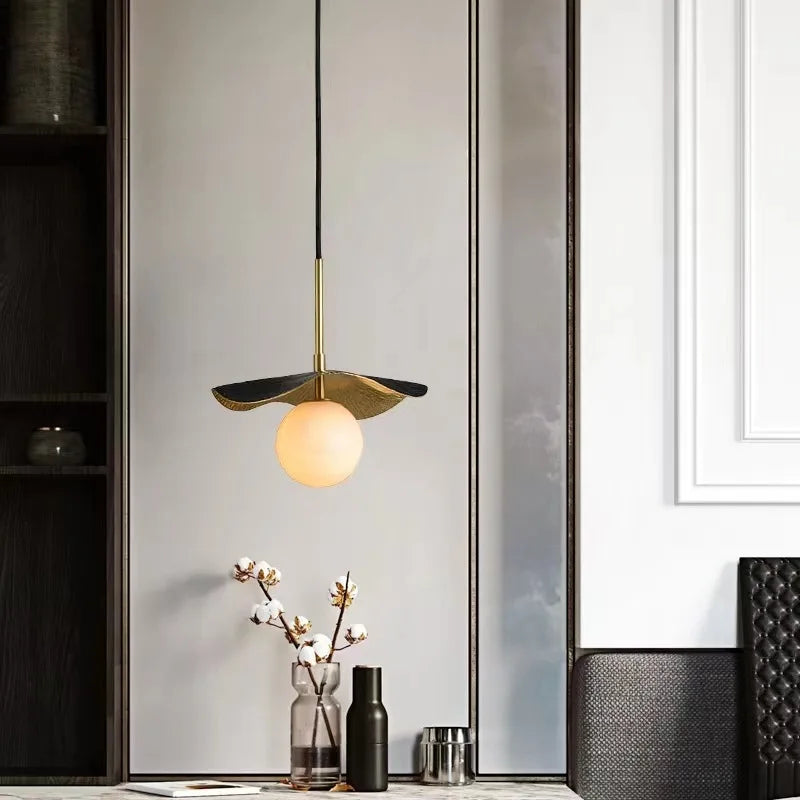 Novelty Copper Bedside Chandelier Natural Marble Ball