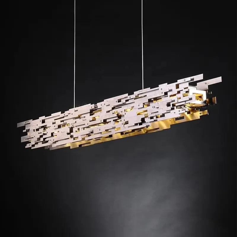 Postmodern LED Chandelier Dining Room Island Chrome