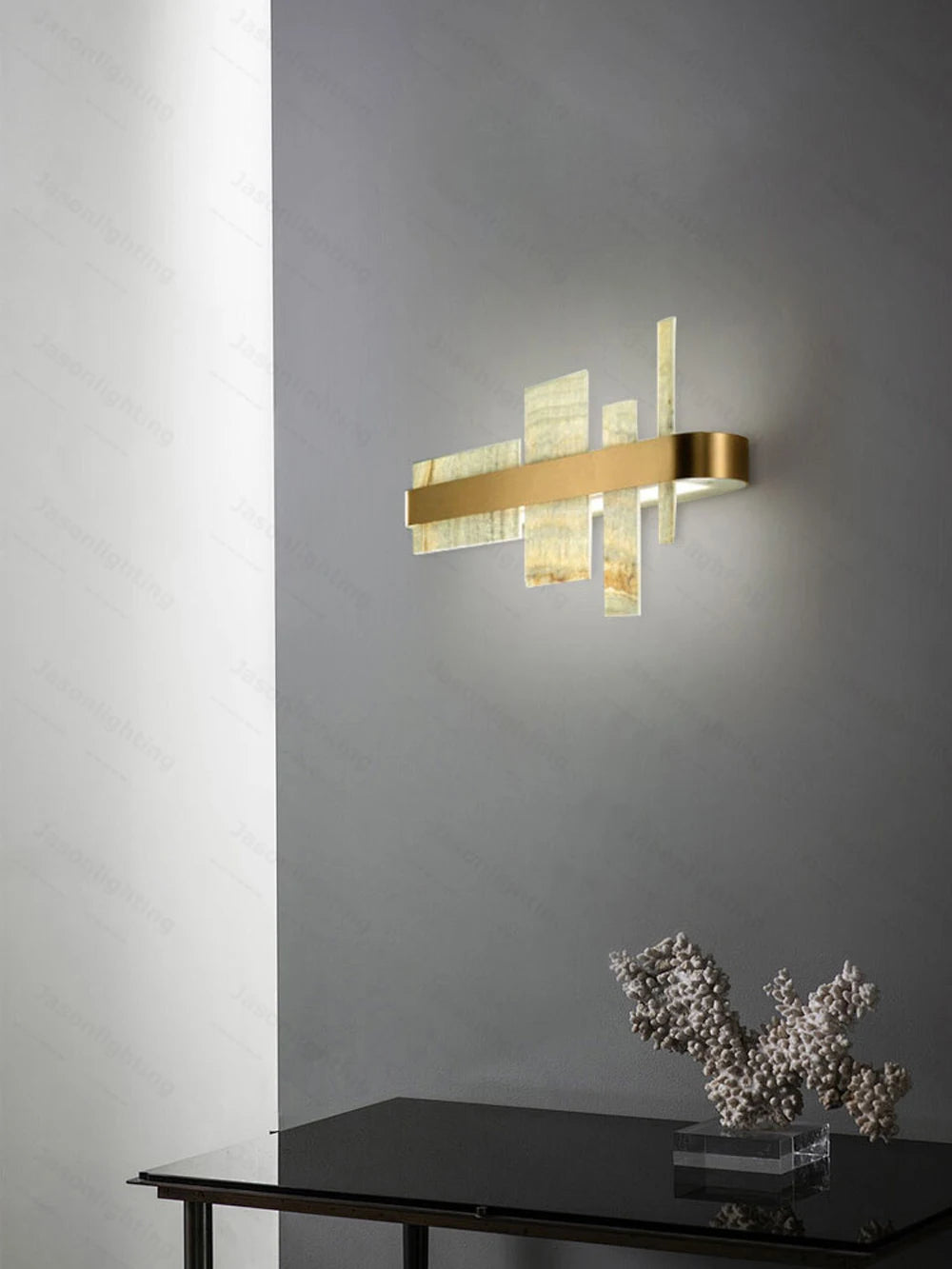 Art Natural Marble Collection Dimmable LED Chandelier