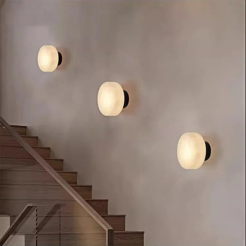 Real Marble LED Wall Lamp Black Gold Copper