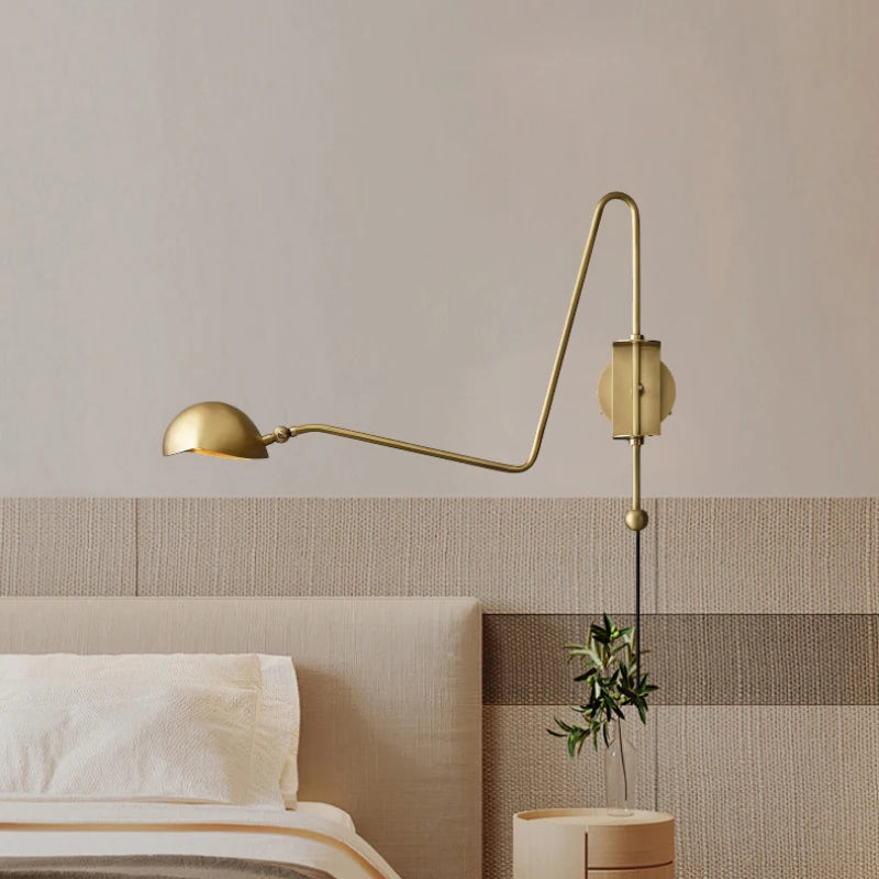 American Copper Wall Light Gold Black Plug Adapter