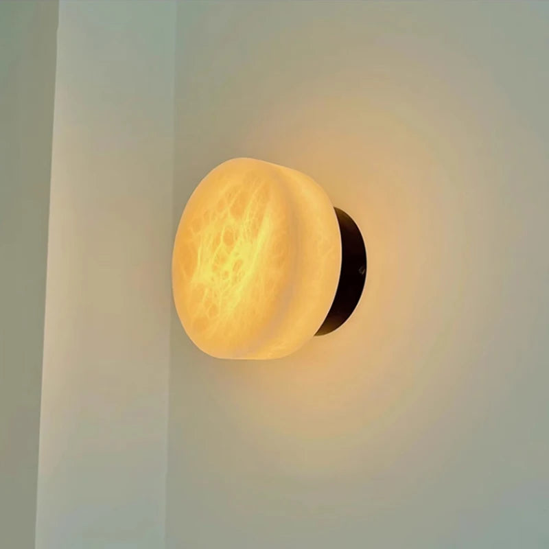 Real Marble LED Wall Lamp Black Gold Copper
