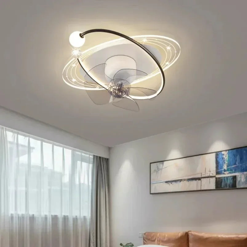 Living Room Ceiling Fan Light LED Shake Head Electric