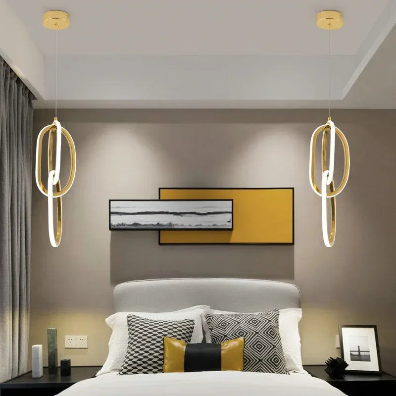 Post Polish Steel LED Pendant Light Gold