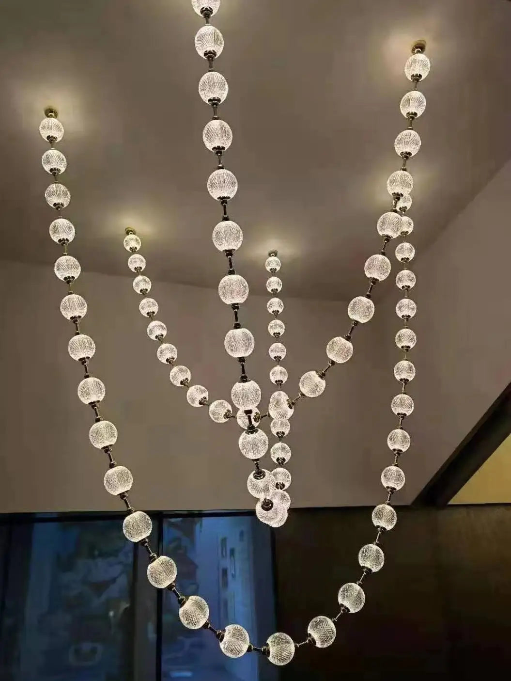 Pearl Necklace Design LED Dimmable Chandelier Balls