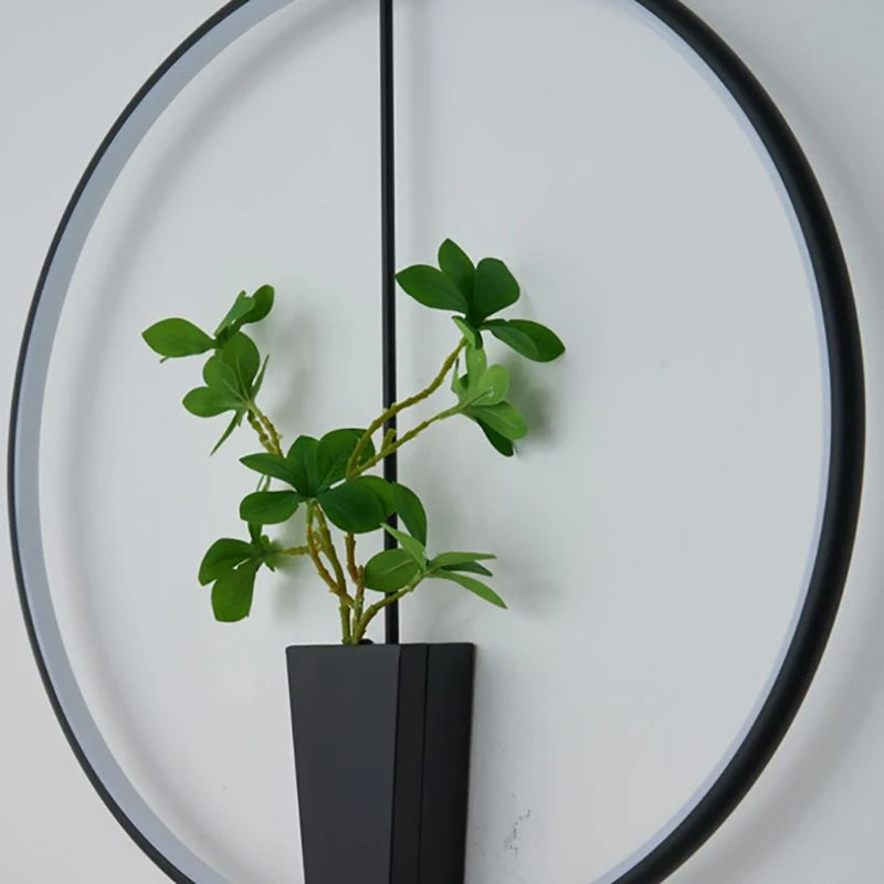 Aluminium Ring Wall Lamp 3000K White Black Without Plants
