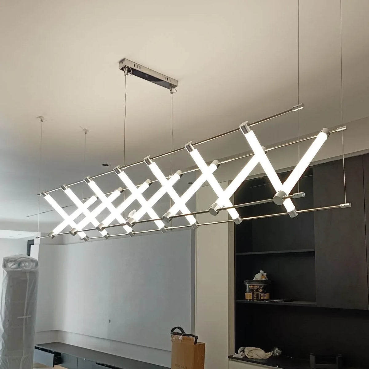 Steel Bar LED Pendant Lights Kichen Island Acrylic