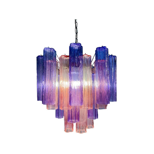 Lavender Beauty Glass Art LED Chandelier
