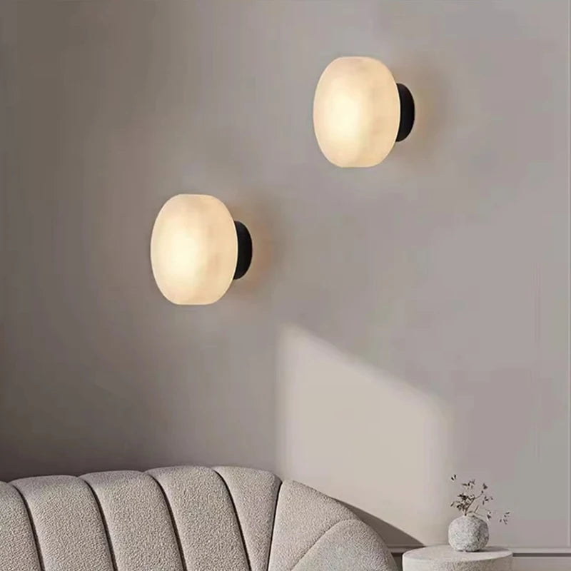 Real Marble LED Wall Lamp Black Gold Copper