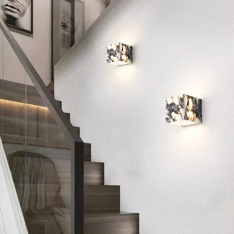 Cube Cuboid Natural Stone Wall Light Art Design Indoor