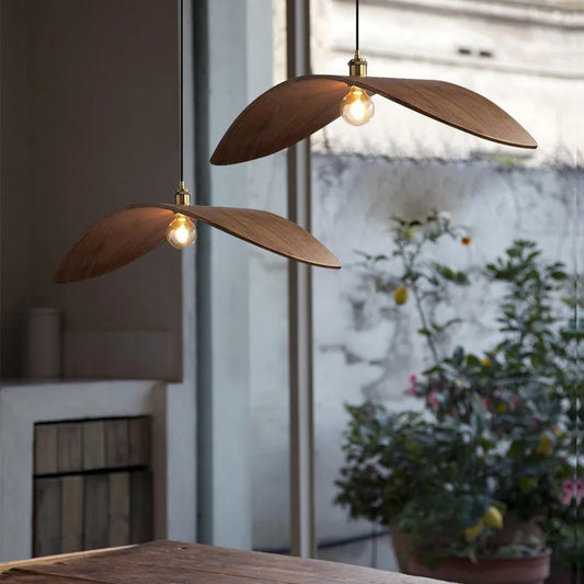 Imitation Wood Pendant Lights Metal Seagull Shape