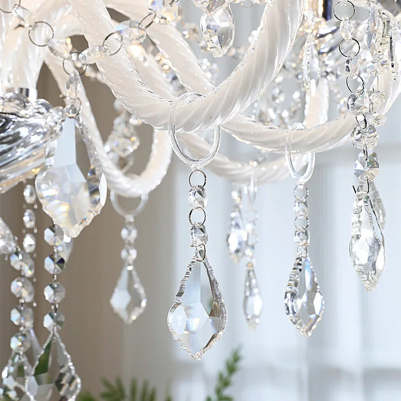 Painted Black Candle E14 Chandelier K9 Crystal Pendant