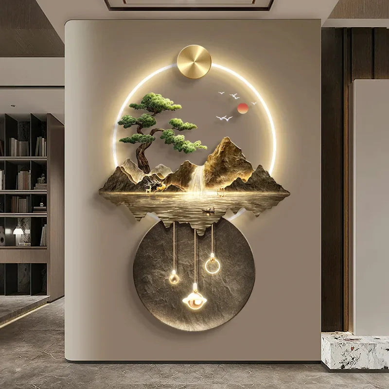 Background Landscape Painting Wall Lamp Chinese