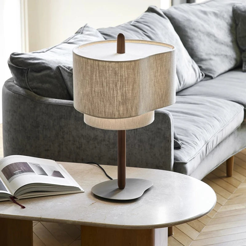 Japanese Wabi Sabi LED Floor Lamp Fabric Shade