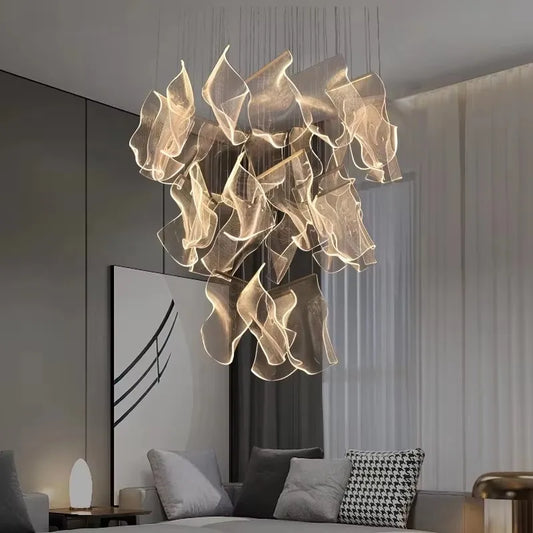 Light Guide LED Chandelier Lighting Duplex Rotating