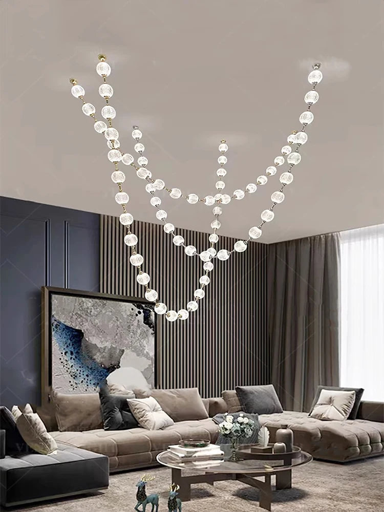 Trend Pearl Drop Designer Staircase Long LED Ceiling