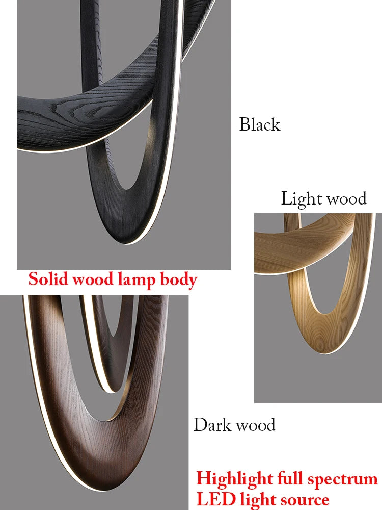 U-Shaped Wooden LED Pendant Lights Indoor