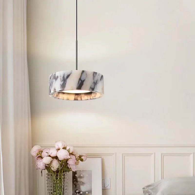 Natural Stone LED Chandelier Dimmable Wire Height Adjustable