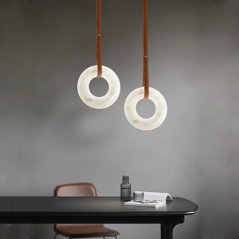Marble Ring Brown Dark Leather Pendant Lights