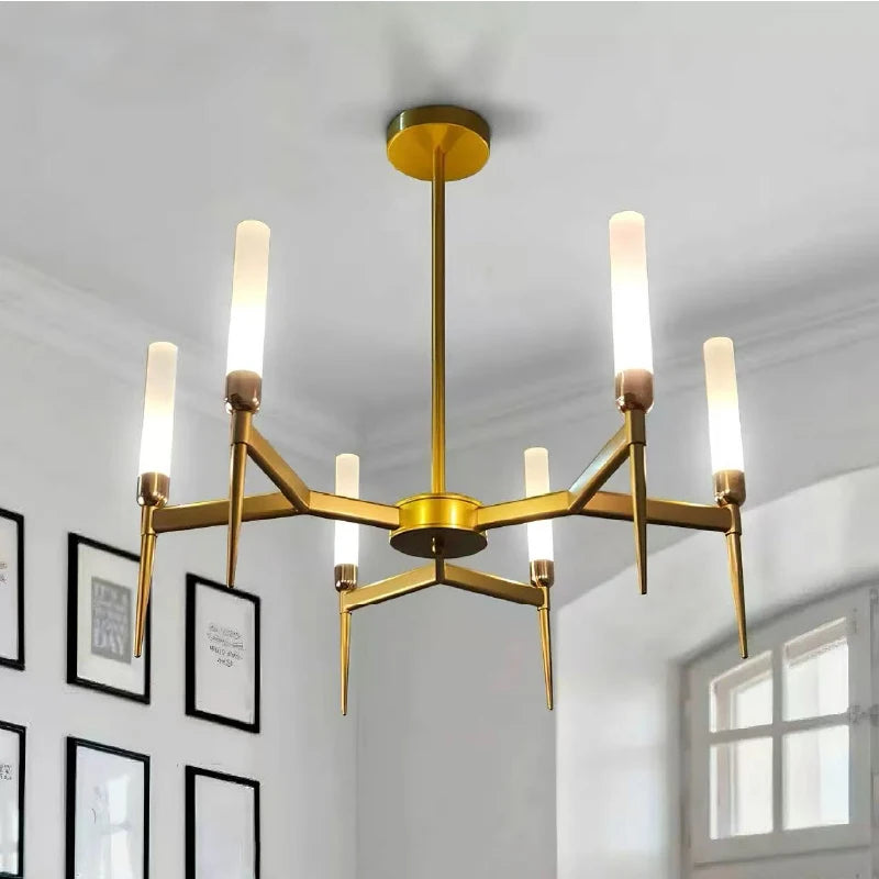 American Retro E14 Chandelier Glass Shades Iron Pendant