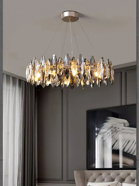 Light Chandelier Living Room Smoke Gray K9 Crystal