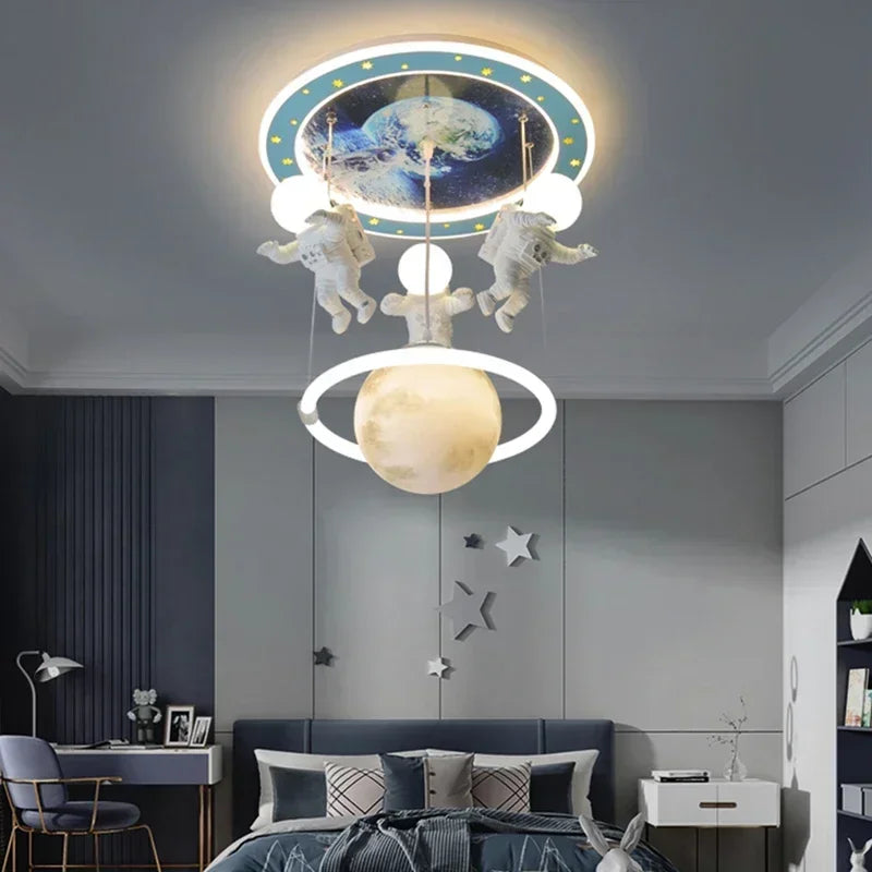 Kids Room Chandelier Creative Astronaut Ceiling