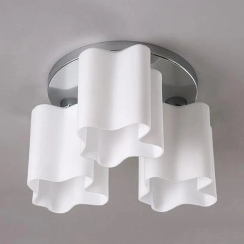 White Glass Ceiling Light E27 Bulb