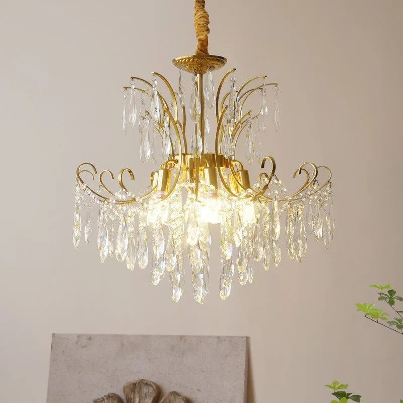 French Royal Crystal E14 LED Pendant Lights Bedroom Romantic