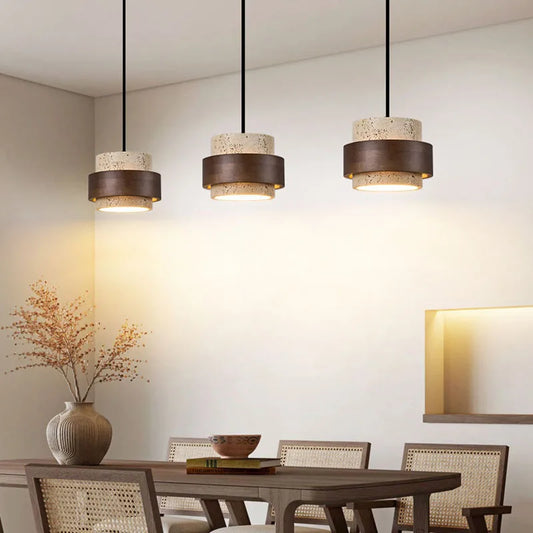 Natural Stone LED Pendant Lamp Wood