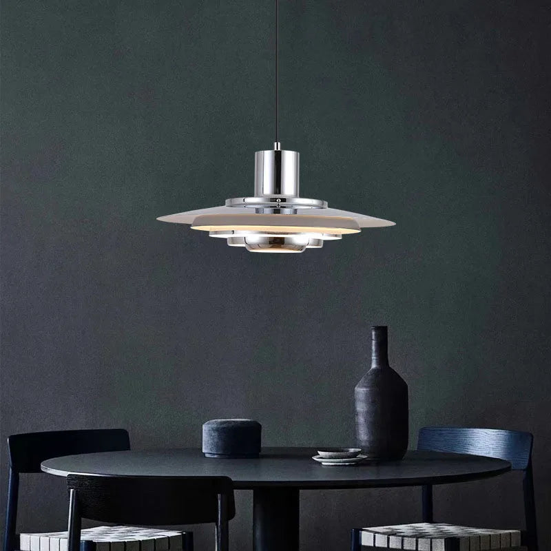 White Silver Aluminium E27 Pendant Lights