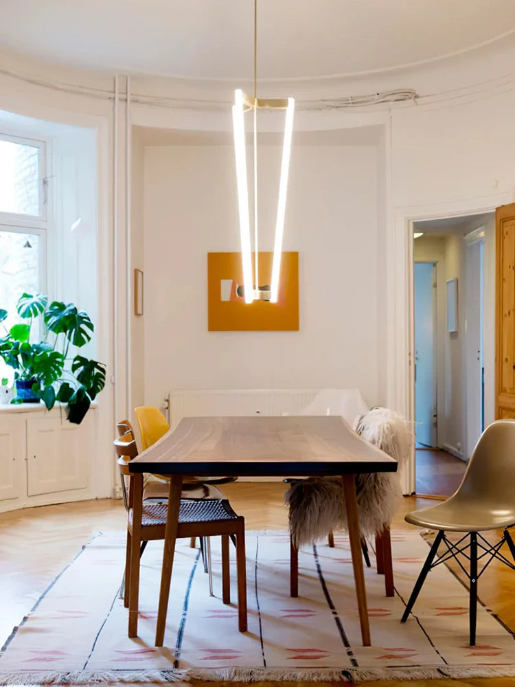 Nordic LED Dimmable Black Brass Geometric Chandelier Pendant