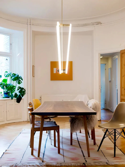 Home Geometric Black Brass LED Pendant Light Hanging Dinning