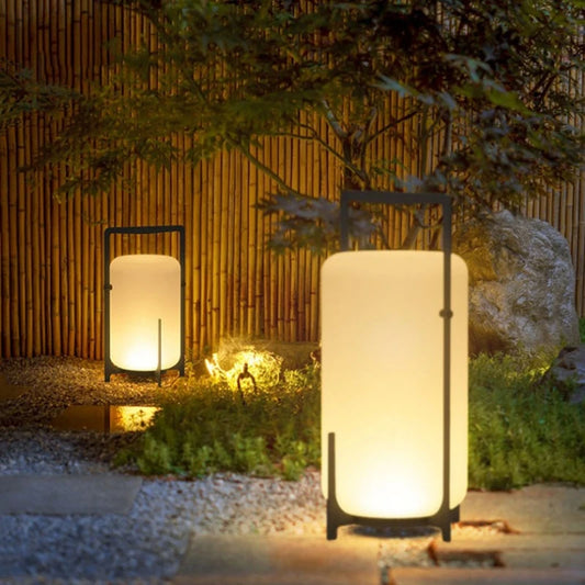 Outdoor Indoor Floor Lamp White Acrylic Black Metal