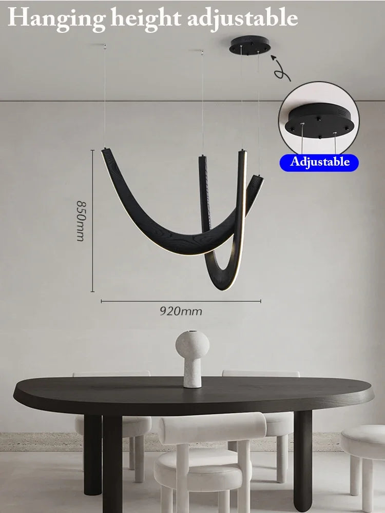 U-Shaped Wooden LED Pendant Lights Indoor
