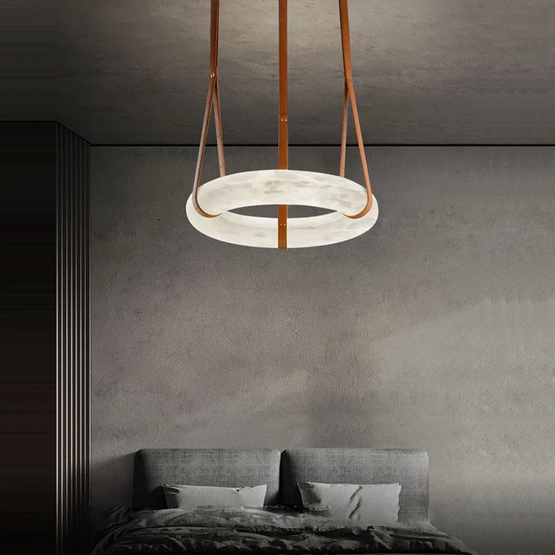 Marble Ring Brown Dark Leather Pendant Lights